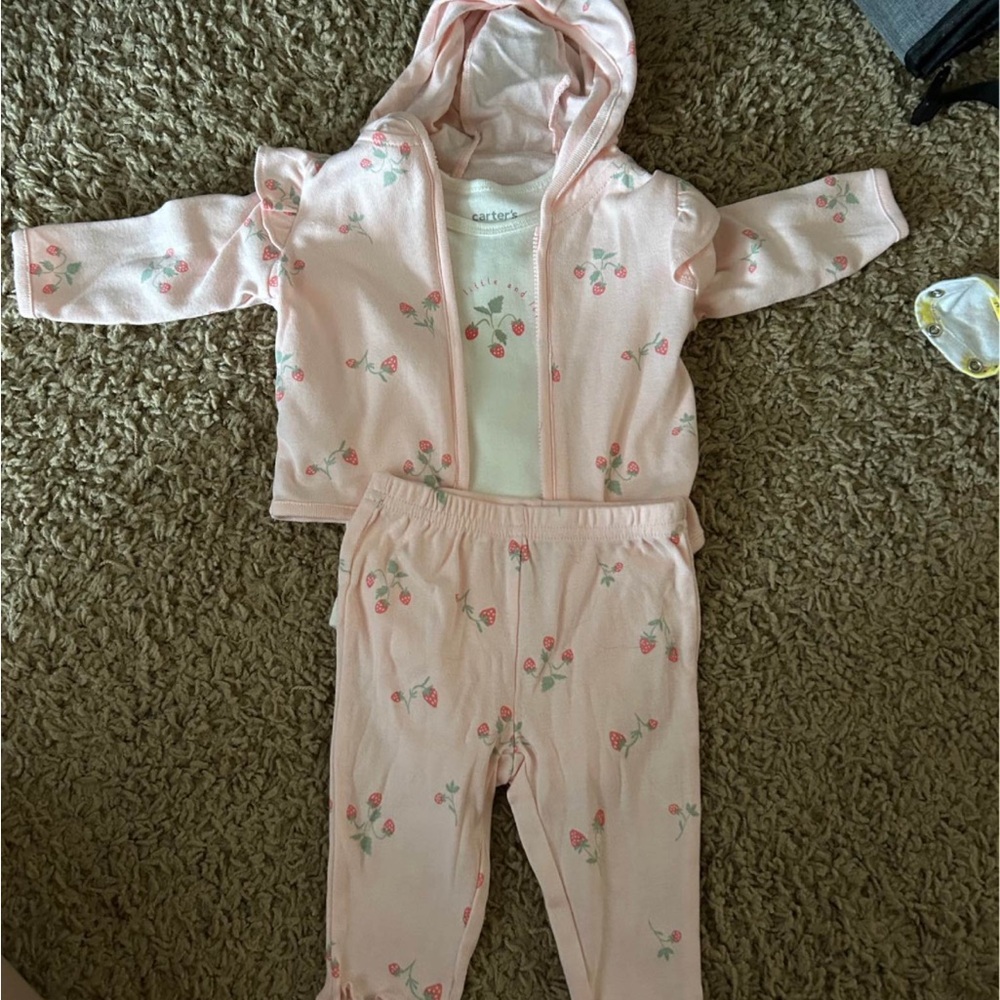 Pink strawberry outfit 0-3M